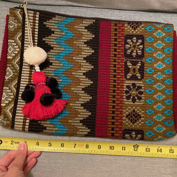 Roberta Freyman Patterned Clutch with Tassel - Picture 2 of 5